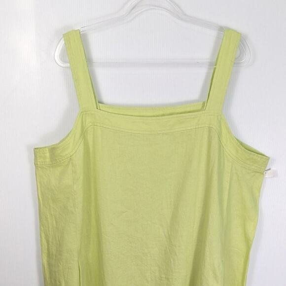 Eileen Fisher Organic Linen Square Neck Maxi Dress Jumper Honeydew Green New 2X - Picture 4 of 10